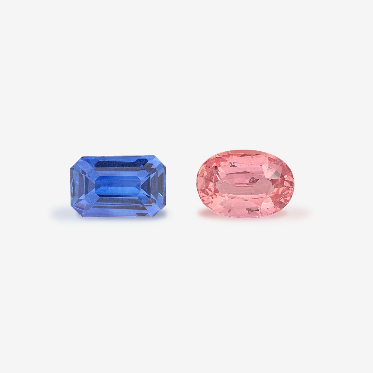Padparadscha Sapphire & Blue Sapphire Pair